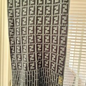 Fendi Monogram Scarf in Black and Gray